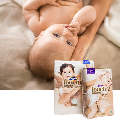 Man with baby and Touch product (photo)