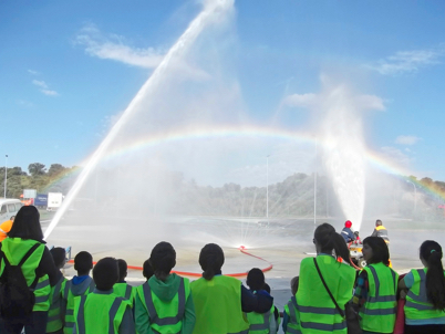 A fire drill demonstration was held in Allo, Spain. (photo)